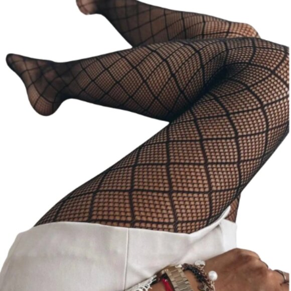 Pair Women's Classic Plaid Fishnet Tights - Picture 4 of 5